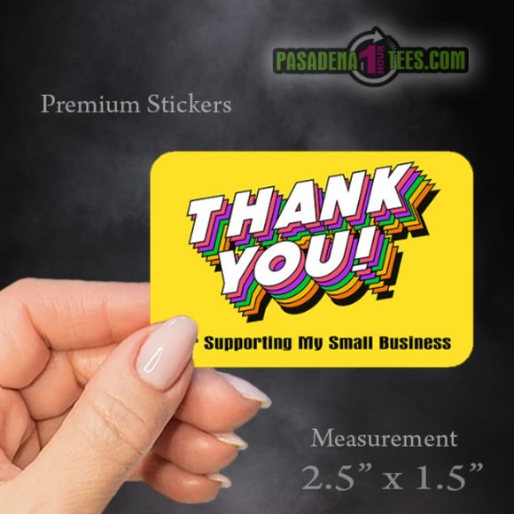 Thank You for Supporting My Small Business Yellow Themed Stickers 2.5" Qty 25 - Picture 1 of 2
